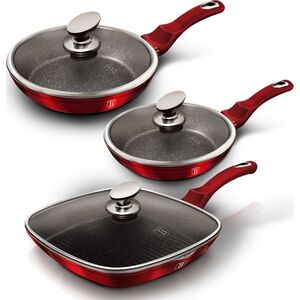 Patelnia Berlinger Haus zestaw Metallic Line Burgundy Edition 20 24 28cm