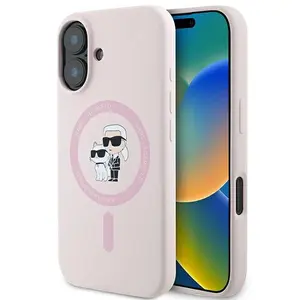 Karl Lagerfeld case for iPhone 16 Plus 6,7&quot; KLHMP16MSCMKCRHP pink hardcase Silicone KC Heads Ring MagSafe 3666339318772