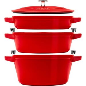 Zwilling Zestaw 3 naczyń żeliwnych z pokrywką STAUB 40508-387-0 - czerwony 24 cm