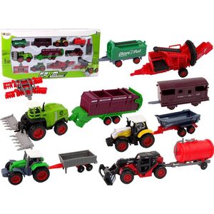 Zestaw Pojazdów Rolniczych Traktor 12 Sztuk Metal LEAN Toys
