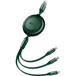 Kabel USB Baseus USB-A - USB-C + microUSB + Lightning 1.1 m Zielony (BSU3387GRN)