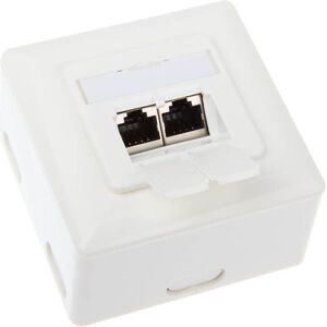 InLine Gniazdo natynkowe sieciowe 2x RJ45 Cat.6 - białe poziome (75602J)