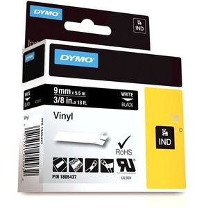 Dymo taśma winylowa czarna, biały nadruk, 9mm (1805437)