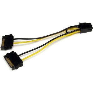 StarTech SATA 15-pin - PCIe 6-pin, 0.15m, Żółty (SATPCIEXADAP)