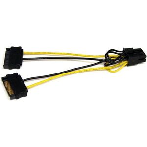 StarTech SATA 15-pin - PCIe 8-pin, 0.15m, Żółty (SATPCIEX8ADP)