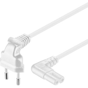 Kabel zasilający Goobay euro 2-pin, kątowy 90 stopni, biały, 1m (97347)