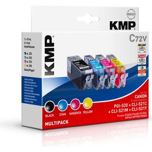 Tusz KMP C72V zestaw Czarny / Cyjan / Magenta /Żółty, do PGI-520 / CLI-521 (1508,0005)