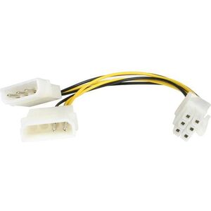 StarTech Molex x2 - PCIe 6-pin, 0.15m, Żółty (LP4PCIEXADAP)