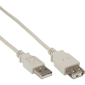 Kabel USB InLine USB-A - USB-A 0.3 m Szary (34633)