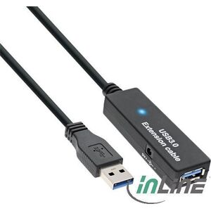 Kabel USB InLine USB-A - USB-A 20 m Czarny (35657)