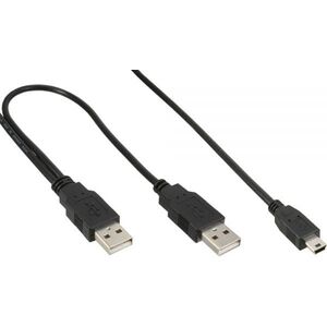 Kabel USB InLine 2x USB-A - miniUSB 1.5 m Czarny (33107Y)
