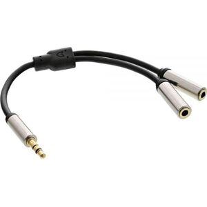 Kabel InLine Jack 3.5mm - Jack 3.5mm x2 0.15m srebrny (99250)
