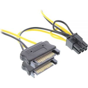 InLine SATA 15-pin - PCIe 6-pin, 0.15m, Żółty (26628B)