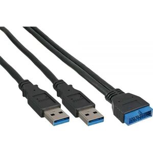 Kabel USB InLine 2x USB-A - 19-pin 0.4 m Czarny (33447I)