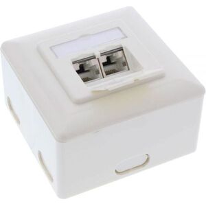InLine Gniazdko ścienne, 2x RJ45 żeński, biały (76842W)
