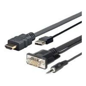 VivoLink USB-A, HDMI, VGA, mini Jack 3.5mm - USB-A, HDMI, VGA (D-Sub), mini Jack 3.5mm 1 m Czarny (PROHDMIMVGA1)