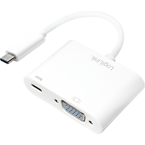 Adapter USB LogiLink USB-C - VGA + USB-C Biały  (UA0259)