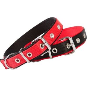 Dingo obroża z taśmy polipropylenowej podwójnie zszywanej, szer. 2,5 cm dł. 55 cm czerwono-czarna