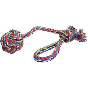 Dingo zabawka ze sznurka bawełnianego piłka z rączką, wielokolorowa, 120 g - 17434