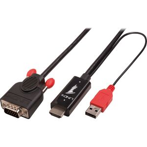 Kabel Lindy HDMI - D-Sub (VGA) + USB-A 2m czarny (41456)