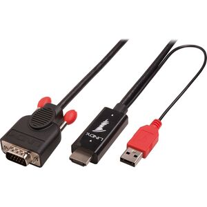Kabel Lindy HDMI - D-Sub (VGA) + USB-A 1m czarny (41455)