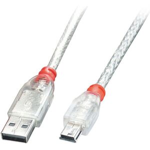 Kabel USB Lindy USB-A - miniUSB 0.5 m Przezroczysty (41781)