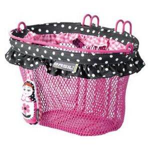 Basil Kosz na kierownicę JASMIN BABOUSHKA BASKET JUNIOR mocowanie na haki 12"-20", stalowy różowy (BAS-30124)
