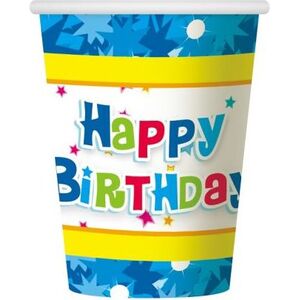 GoDan kubeczki papierowe Happy Birthday niebieskie (17078)