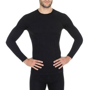 Brubeck Koszulka męska z długim rękawem Active Wool czarna r. L (LS12820)