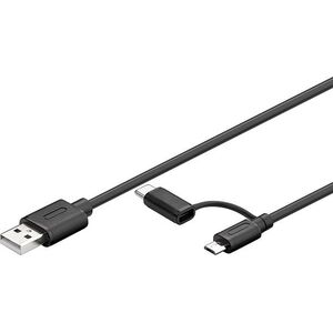 Kabel USB Goobay USB-A - microUSB + USB-C 1 m Czarny (71892)