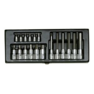 Proxxon Zestaw nasadek trzpieniowych imbusowych hex 1/4" 1/2" H2-H14 krótkie i długie 18szt. (PR23100)