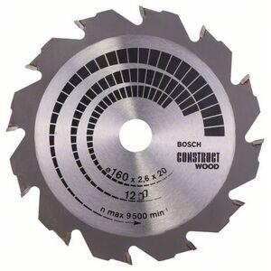 Bosch Tarcza pilarska Construct Wood 160x20 z12 - 2608640630