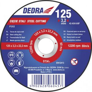 Dedra Tarcza 115x1,0x22,2mm do ciecia stali - F13011