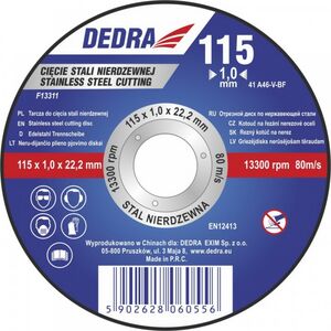 Dedra Tarcza 125x1,5x22,2mm do ciecia stali nierdzewnej Inox - F13322