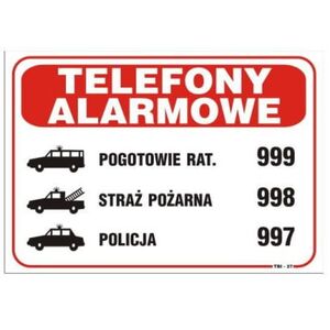 Tablica Telefony Alarmowe TBI-27
