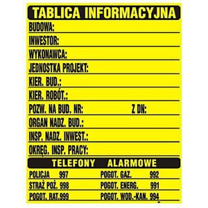 Tablica informacyjna budowlana 70x90cm