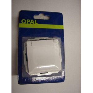 Abex Gniazdo z uziemieniem i klapką opal/perła białe