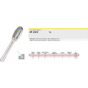 Klingspor KLINGSPOR FREZ Z WĘGLIKA SPIEKANEGO HF 100 E 8 x 15mm TREZPIEŃ 6mm K295909 - 295909