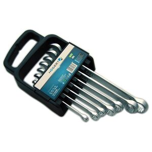 Högert Technik Zestaw kluczy płasko-oczkowych 7 elementy 8-19 mm plastikowa zawieszka CrV DIN 3113 (HT1W490)