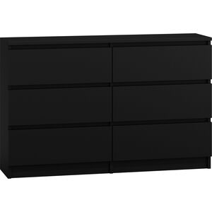 Topeshop nowoczesna duża komoda na 6 szuflad m6 120 czerń (M6 120 CZERŃ)