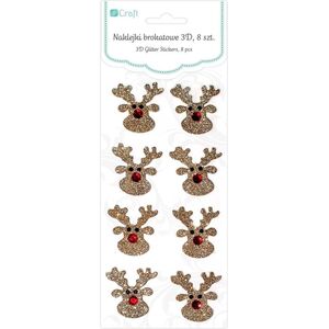 DP Craft Naklejki brokatowe 3D - renifery, 8 szt. (DPNB-008)