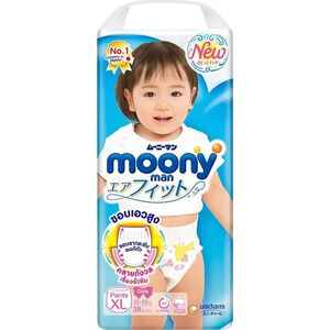Moony dla dziewczynek XL, 12-22 kg, 38 szt.