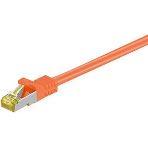 Goobay Wentronic goobay - Patch Cable - RJ-45 (M) to RJ-45 (M) - 25cm - SFTP, PiMF -Cat.7 Raw Cable - Halogen Free, Shaped, without Hook - Orange (91570)