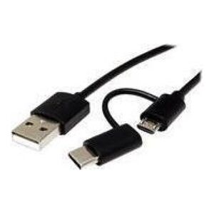 Kabel USB Roline USB-A - microUSB + USB-C 1 m Czarny (JAB-3882886)
