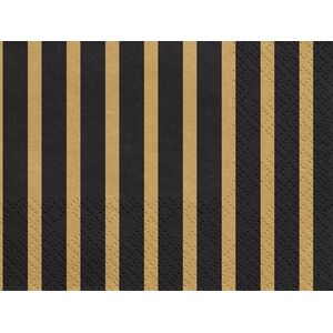 Party Deco Serwetki, paski, czarno-złote, 33x33 cm, 20 szt. uniwersalny