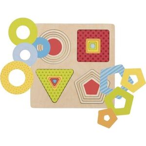 Goki Drewniane Puzzle geometryczne geometria kształtów - dla dzieci, pomoce montessori uniw