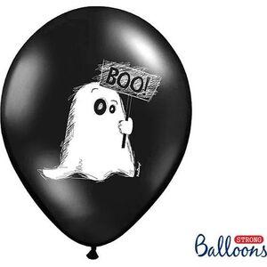 Party Deco Balony na Halloween, Duszek, czarne, 30 cm, 6 szt. uniwersalny