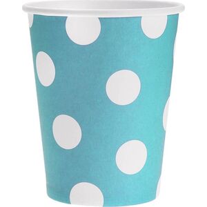 GoDan Kubeczki papierowe Grochy błękitne - 270 ml - 6 szt. uniwersalny