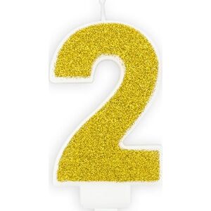 Party Deco Świeczka cyferka z brokatem - 2 - 1 szt. uniwersalny