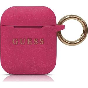 Guess Etui ochronne GUACCSILGLBK Silicone Glitter do AirPods 1/2 bordowe